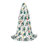 (Evil eyes) Print Hooded Cape For Teenagers Costume Party, Halloween Hooded Cape Soft and Elastic,M
