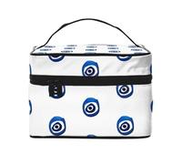 Evil Eyes Print Portable Makeup Case Versatile Zipper Pouch Large Capacity Polyester Makeup Bag Black One Size Black One Size, Black/White, One Size