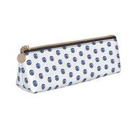 Evil Eyes Printing Triangular Leather Pencil Case with Zipper Pen Pouchfor Boys Girls Pupil for Work and School
