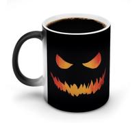 Evil Face on Halloween Color Changing Cup Heat Sensitive | Ceramic Coffee Mugs Hot Cold Funny Gift for Women Men