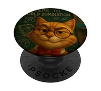Evil Genius Cat Steps to World Domination Chalkboard PopSockets Adhesive PopGrip