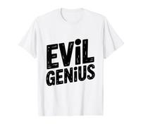 Evil Genius Mastermind Humor for Brainy Individuals Value Graphic T-Shirt, Men, White, L