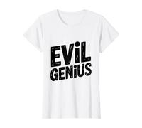 Evil Genius Mastermind Humor for Brainy Individuals Value Graphic T-Shirt, Women, White, M
