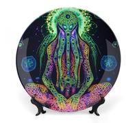 Evil God Glowing Ceramic Decorative Plates for Display Ornaments with Stand for Kitchen Home Decor