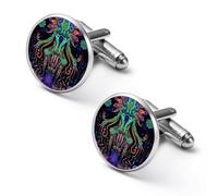 Evil God Psychedelic Round Classic Cufflinks Metal Cuff Links for Men Suit Shirts Accessories Anniversary Birthday Gift 2.0cm