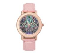 Evil God Psychedelic Women Simplicity Watch with Leather Strap Easy Reader Ladies Wristwatch