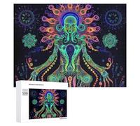 Evil God Psychedelic Wooden Puzzle Letter on Back Adults Difficult Jigsaw Puzzles for Home Decor Birthday Gift