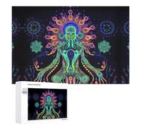 Evil God Psychedelic Wooden Puzzle Letter on Back Adults Difficult Jigsaw Puzzles for Home Decor Birthday Gift