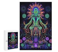 Evil God Psychedelic Wooden Puzzle Letter on Back Adults Difficult Jigsaw Puzzles for Home Family Game Birthday Gift