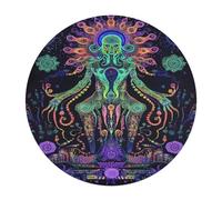 Evil God Psychedelic Wooden Puzzle Letter on Back Circular Easy Jigsaw Puzzles for Elderly Birthday Gift Family Game