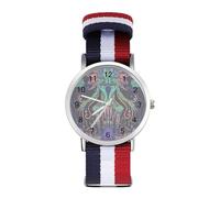 Evil God Psychedelic Woven Strap Watch Multicolor Wristwatch Easy Reader Analog Watches for Men Women Birthday Gift