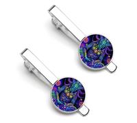 Evil God Psychedelics 2Pcs Tie Clips for Men Tie Pins Women Necktie Pinch Bars Tacks Silver Jewellery