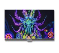 Evil God Psychedelics Business Card Holders, Name Card Organiser Case Metal Storage Boxes with Lids
