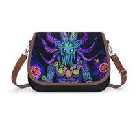 Evil God Psychedelics Crossbody Bag Womens Handbag PU Message Bags Shoulder Purse with Adjustable Strap