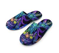 Evil God Psychedelics Flannel Slippers Mens Memory Foam House Shoes Slip On Warm Sandals Indoor Outdoor