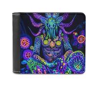 Evil God Psychedelics Slim Wallet Bifold Credit Card Holder Case PU Pouch Purse for Men Women