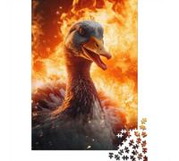Evil Goose Fire Flames Puzzle 1000 Pieces for Adults, Waterbird Themed Animal Jigsaw Puzzle, Gift for Bird Lovers, 70x50cm/1000pcs