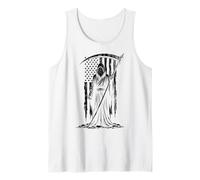Evil Grim Reaper Death USA Flag Patriotic Grunge Distressed Tank Top