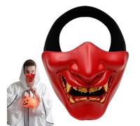 Evil Half Face Mask, Halloween Mask Demon Lower Face Protective Masks TPU Golden for Airsoft Cs Game Halloween Party (Red)
