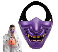 Evil Half Face Mask, Halloween Mask Demon Lower Face Protective Masks TPU Golden for Airsoft Cs Game Halloween Party (Purple)