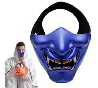 Evil Half Face Mask, Halloween Mask Demon Lower Face Protective Masks TPU Golden for Airsoft Cs Game Halloween Party (Blue)