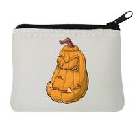 Evil Halloween Pumpkin Neoprene Coin Purse Pouch 10x11cm White