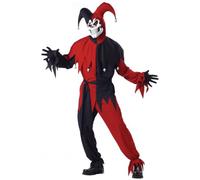 Evil Jester Red & Black Halloween Adults Costume - X-Large