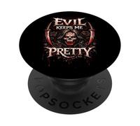 Evil Keeps Me Pretty Dark Gothic Heavy Metal Skull Wings PopSockets Adhesive PopGrip