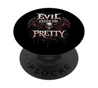 Evil Keeps Me Pretty Dark Gothic Heavy Metal Skull Wings PopSockets Adhesive PopGrip