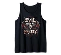 Evil Keeps Me Pretty Dark Gothic Heavy Metal Skull Wings Tank Top