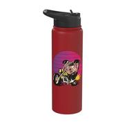 Evil Looking Pig on Motorcycle Motorbike Gang Stainless Steel Insulated Water Bottle