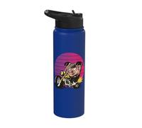 Evil Looking Pig on Motorcycle Motorbike Gang Stainless Steel Insulated Water Bottle
