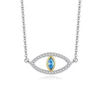 Evil Lucky 925 Sterling Silver Necklaces For Woman With Crystal Cubic Zirconia Blue Eye Cz Necklace Turkish Jewelry