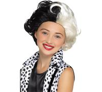 Smiffys Evil Madame Wig, Black & White Kids, Girls Fancy Dress, Child Dress Up Wigs