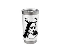 Evil Nun Devil Horns Blackwork Stainless Steel Insulated Tumbler