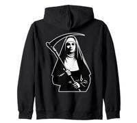 Evil Nun Grim Reaper Scythe Zip Hoodie