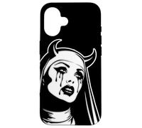Evil Nun Vampire Devil Horns Gothic Blackwork Case for iPhone 16