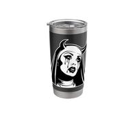 Evil Nun Vampire Devil Horns Gothic Blackwork Stainless Steel Insulated Tumbler