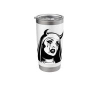 Evil Nun Vampire Devil Horns Gothic Blackwork Stainless Steel Insulated Tumbler