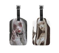 Evil Nun White Gothic Nun Cool 2 Pcs Luggage tag durables tag for Luggage for Suitcase