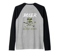 Evil Old Man Camouflage Skull Backprint Raglan Baseball Tee