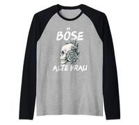 Evil Old Woman Vintage Skull with Sarcastic Saying Raglan Baseball Tee