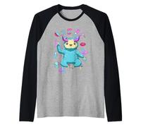 Evil Pastel Goth Sloth - an Aesthetic Demon Raglan Baseball Tee