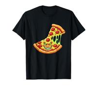 Evil Pepperoni Pizza Slice with Monster Face T-Shirt