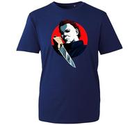 Evil Pumpkin Halloween Graphic T-Shirt Scary Jack O’Lantern Design with Spider Web and Dripping Effect Spooky Horror Tee for Men and Women (Navy, L Years)