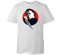 Evil Pumpkin Halloween Graphic T-Shirt Scary Jack O’Lantern Design with Spider Web and Dripping Effect Spooky Horror Tee for Men and Women (White, XL)