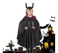 Evil Queen Dress Up | Evil Queen Costume For Girls,Devil Costume For Girls, Witch Costumes With Horn Headband, Cape For Halloween Cosplay