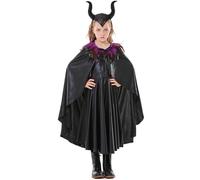 Evil Queen Dress Up, Girls Costume For Halloween Cosplay, Evil Witch Costume, Dress Cosplay Kids With Horn Cloak Outfit For Halloween Party