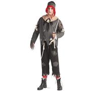 Evil Rag Doll Costume Adult Halloween Horror Fancy Dress Size 38-44" Unisex | Distressed outfit, Skull collar & rope braces, Hat with red yarn hair, 38-44 chest, Haunted houses, Zombie walks, Theatre