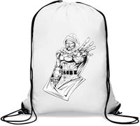 Evil Robot Man Gym Sack Casual Drawstring Bag White